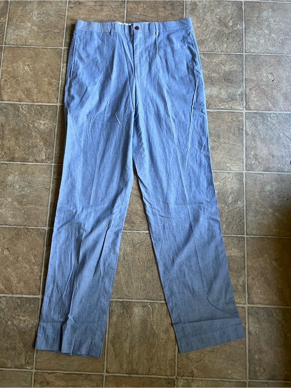 Vintage Orvis Trousers Size 34 Chambray Cuffed Pants Made in USA